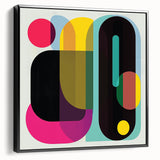 Abstract geometric framed canvas art showcasing a striking black and white design, perfect for modern home decor. Side view highlights the sleek frame and unique patterns, ideal for contemporary living spaces or art enthusiasts.