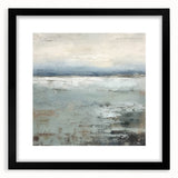 Abstract landscape wall art framed in black with a mat, showcasing vibrant colors and dynamic shapes, perfect for modern home decor.