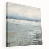 Abstract landscape wall art displayed on a stretched canvas, showcasing vibrant colors and fluid shapes, ideal for modern home decor or office spaces.