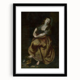 Antique Art Print Featuring Reflective Female Figure
