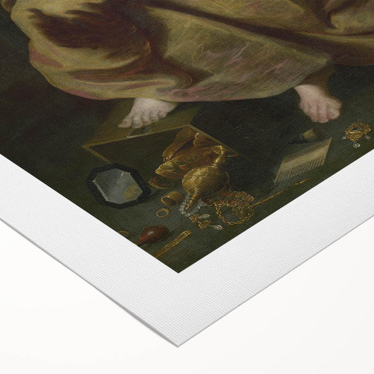 Antique Art Print Featuring Reflective Female Figure