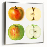 Landscape art painting of colorful fruits on black background, vintage poster style, framed canvas, ideal for kitchen decor.