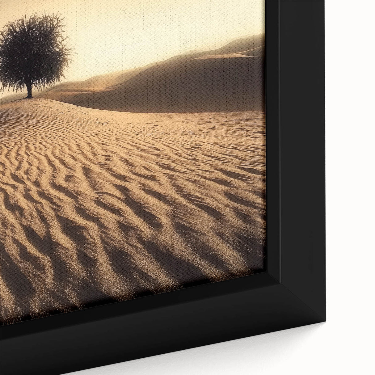 Framed canvas artwork depicting a vibrant beach landscape, showcasing soft waves and golden sand. Perfect for coastal decor enthusiasts seeking serene ambiance.