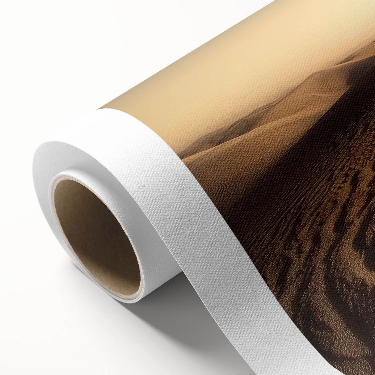 Stunning rolled canvas showcasing a serene beach landscape with vibrant sunset hues, elegantly packaged in a protective cardboard tube for safe shipping. Ideal for coastal-inspired home decor.