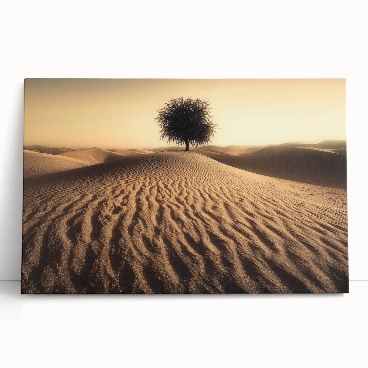 Stretched canvas artwork showcasing a serene beach landscape with vibrant colors, ideal for home decor, creating a calming atmosphere in living spaces.