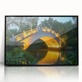 Framed acrylic artwork depicting a serene landscape bridge scene, showcasing vibrant colors and intricate details, ideal for home decor or art enthusiasts.