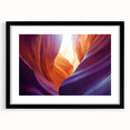 Framed landscape art print depicting colorful canyons, featuring a sleek black mat and elegant frame, perfect for enhancing home decor and adding a touch of nature.