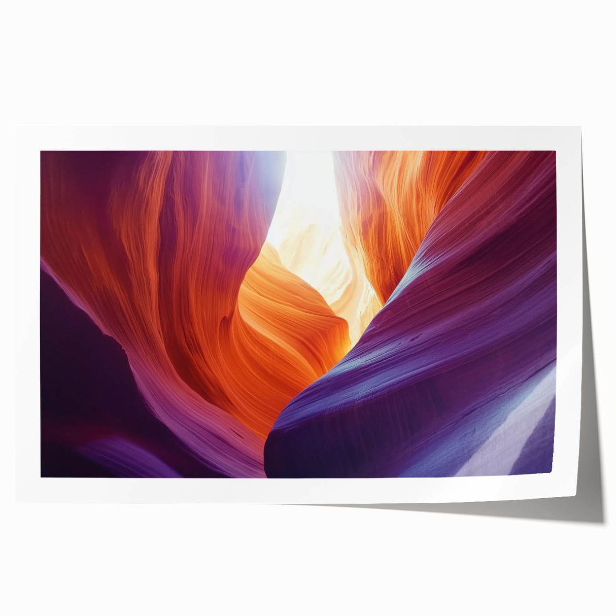 Stunning landscape print showcasing colorful canyons under a clear blue sky, rolled and packaged in a protective cardboard tube for easy transport and display. Perfect addition to home decor enthusiasts and nature lovers.