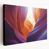 Stretched canvas artwork depicting vibrant landscape canyons with rich colors and intricate textures, ideal for home decor and art enthusiasts. Perfect for adding depth and character to any room.