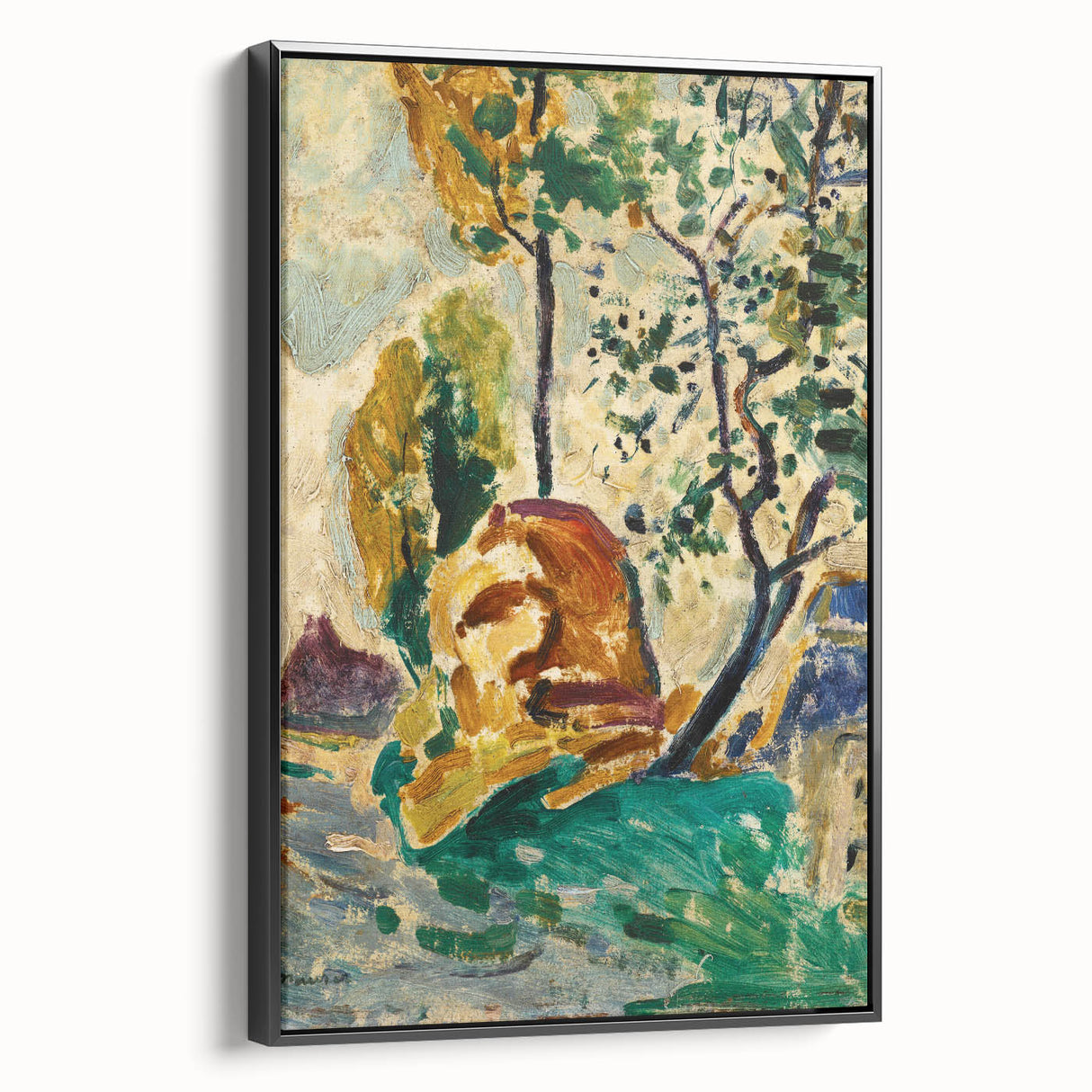 Modern Wall Art - Vibrant Tree and Rock Landscape - Contemporary Art Print