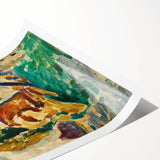 Modern Wall Art - Vibrant Tree and Rock Landscape - Contemporary Art Print