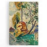 Modern Wall Art - Vibrant Tree and Rock Landscape - Contemporary Art Print