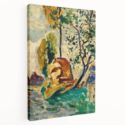Modern Wall Art - Vibrant Tree and Rock Landscape - Contemporary Art Print