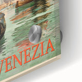 Retro Venice Italy Travel Poster - Gondola and Sailing Boats Wall Art