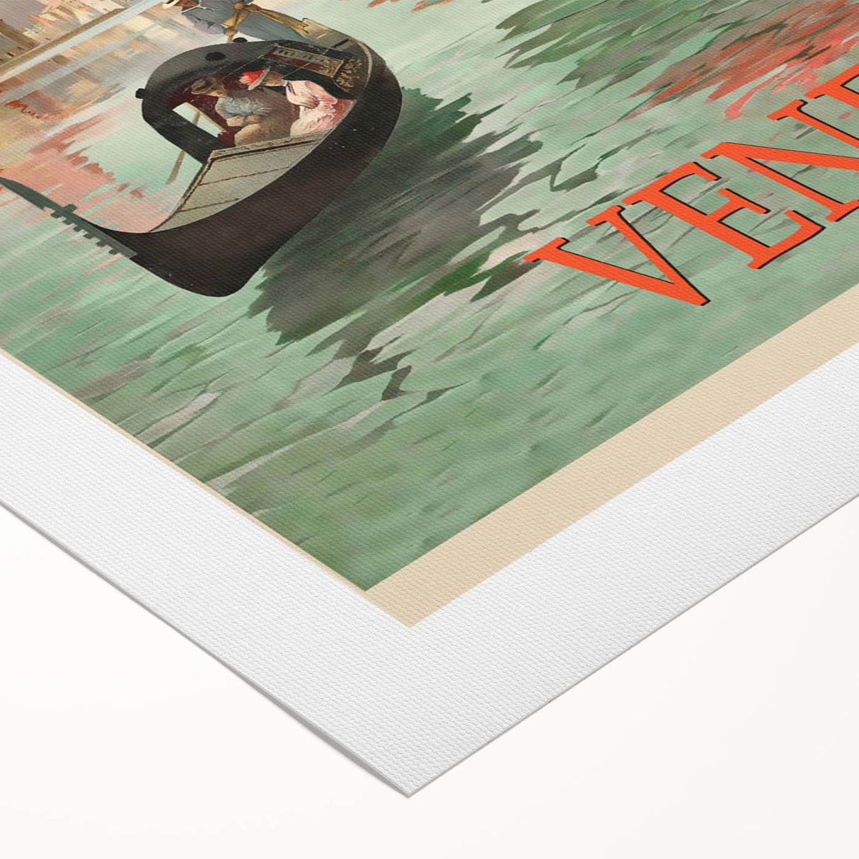 Retro Venice Italy Travel Poster - Gondola and Sailing Boats Wall Art