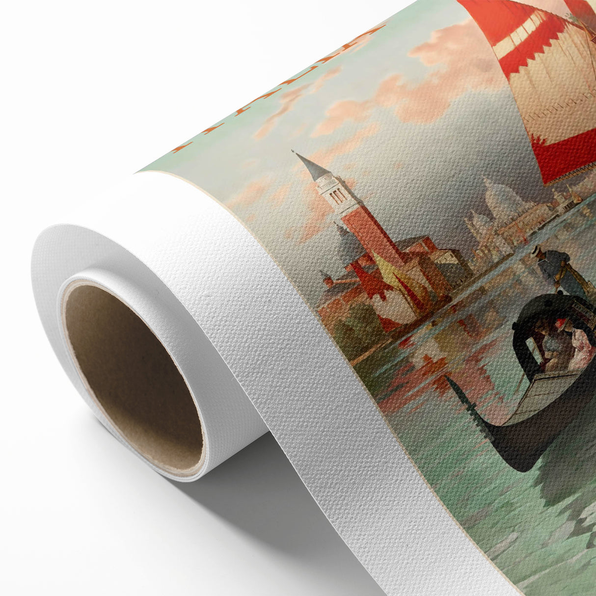 Retro Venice Italy Travel Poster - Gondola and Sailing Boats Wall Art