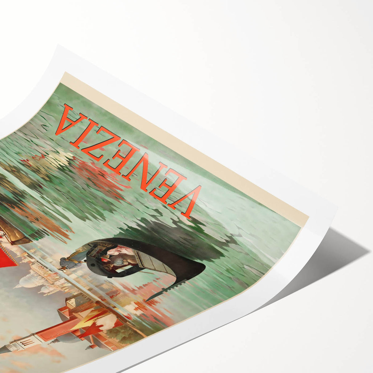 Retro Venice Italy Travel Poster - Gondola and Sailing Boats Wall Art