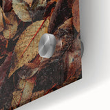 Large abstract wall art featuring autumnal hues on acrylic glass, ideal for dining room art in a mid-century modernist style.