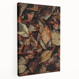 A large canvas print depicting an abstract fall scene with warm orange and brown tones, suitable for kitchen wall art.