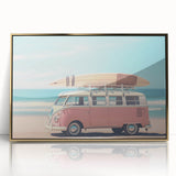 Large art print of a mid-century modernist summer scene in pastel shades on acrylic, ideal for nursery wall art.