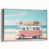 Landscape art painting on framed canvas featuring a colorful vintage poster design, ideal for enhancing a black wall.