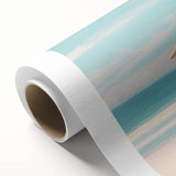 Art deco poster of a summer scene on rolled canvas, featuring pastel shades, ideal for nursery wall art.