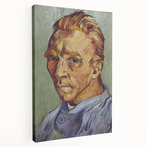 Side view of a large stretched canvas featuring a Van Gogh-inspired abstract painting in vibrant blue and yellow tones.