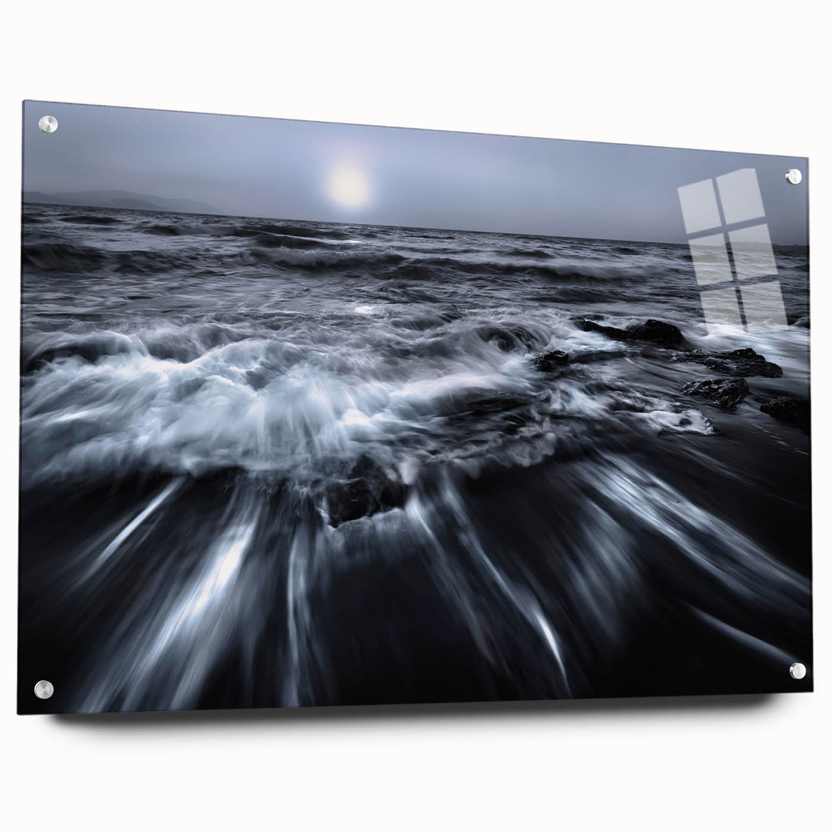Stormy Ocean Motion Wall Art – Black & White Abstract Photography