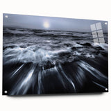 Stormy Ocean Motion Wall Art – Black & White Abstract Photography