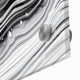 Acrylic Glass Bedroom Wall Art – Black & White Fluid Marble Print