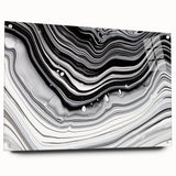 Acrylic Glass Bedroom Wall Art – Black & White Fluid Marble Print