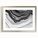 Acrylic Glass Bedroom Wall Art – Black & White Fluid Marble Print
