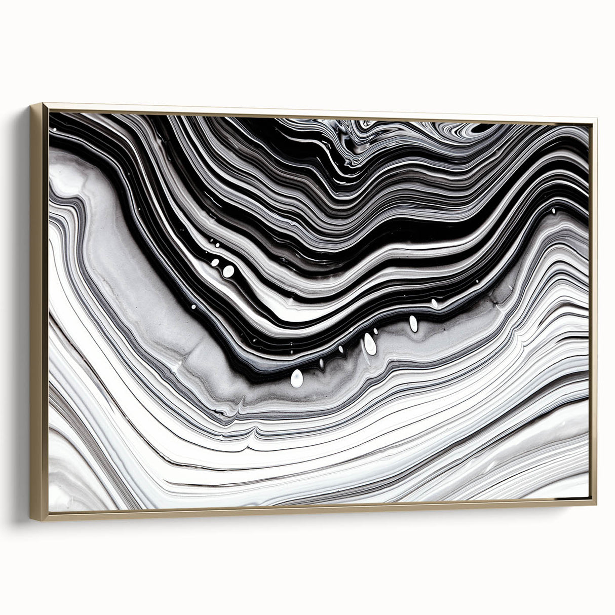 Acrylic Glass Bedroom Wall Art – Black & White Fluid Marble Print
