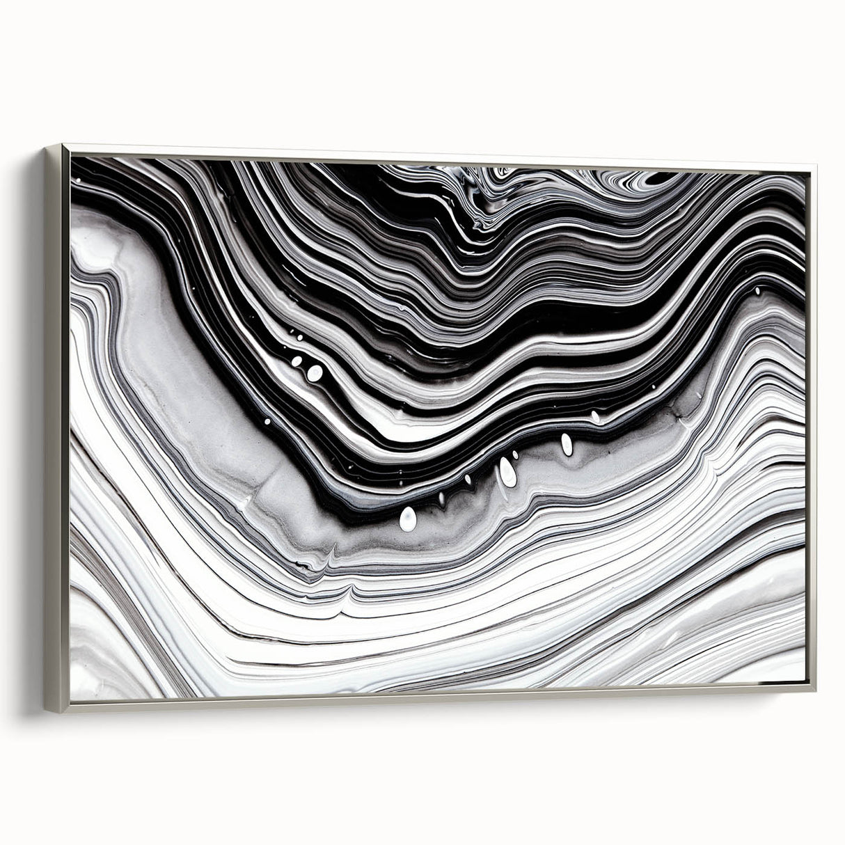Acrylic Glass Bedroom Wall Art – Black & White Fluid Marble Print