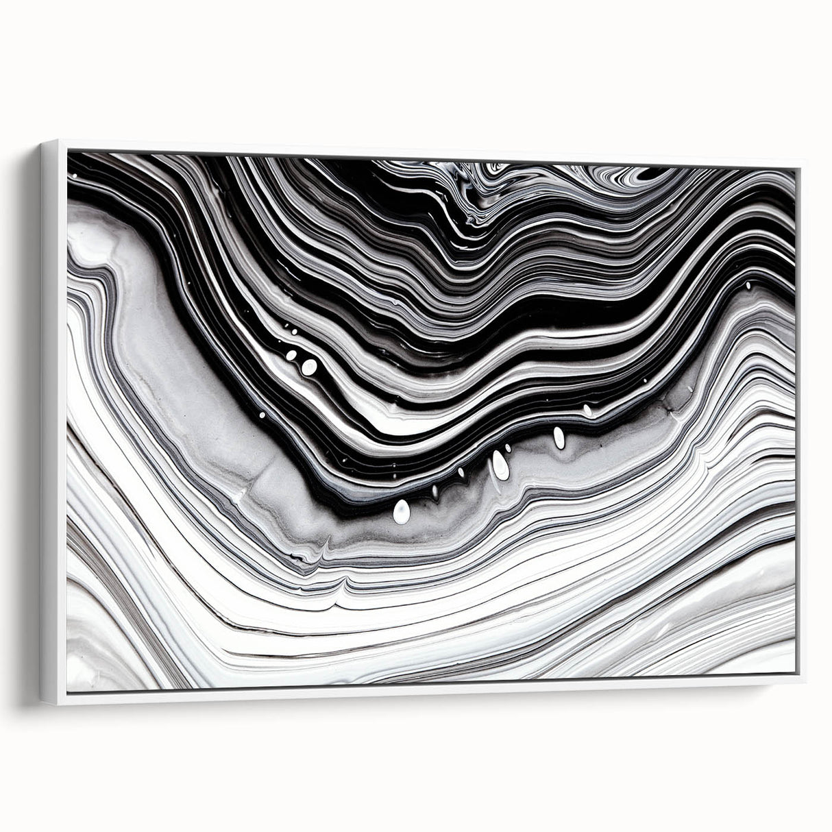 Acrylic Glass Bedroom Wall Art – Black & White Fluid Marble Print