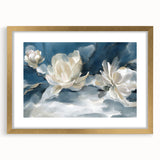 Serene White Blossoms – Modern Floral Wall Art for Living Room
