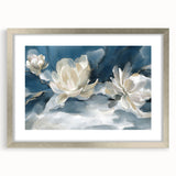 Serene White Blossoms – Modern Floral Wall Art for Living Room