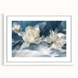 Serene White Blossoms – Modern Floral Wall Art for Living Room
