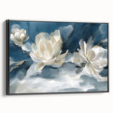 Serene White Blossoms – Modern Floral Wall Art for Living Room