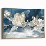 Serene White Blossoms – Modern Floral Wall Art for Living Room