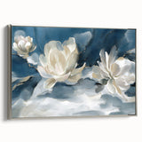 Serene White Blossoms – Modern Floral Wall Art for Living Room