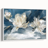 Serene White Blossoms – Modern Floral Wall Art for Living Room