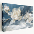 Serene White Blossoms – Modern Floral Wall Art for Living Room