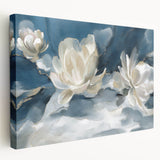 Serene White Blossoms – Modern Floral Wall Art for Living Room