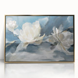 Serene White Blossoms – Modern Floral Wall Art for Living Room