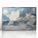 Serene White Blossoms – Modern Floral Wall Art for Living Room