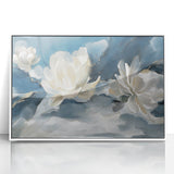 Serene White Blossoms – Modern Floral Wall Art for Living Room