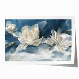 Serene White Blossoms – Modern Floral Wall Art for Living Room