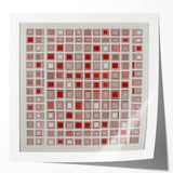 Colorful abstract geometric art print mockup showcasing glossy finish and modern design, ideal for contemporary home decor or gallery display.