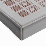 Close-up of a vibrant abstract geometric stretched canvas artwork showcasing bold colors and intricate shapes, perfect for modern home decor or gallery displays. Ideal for enhancing interior spaces with a contemporary artistic touch.